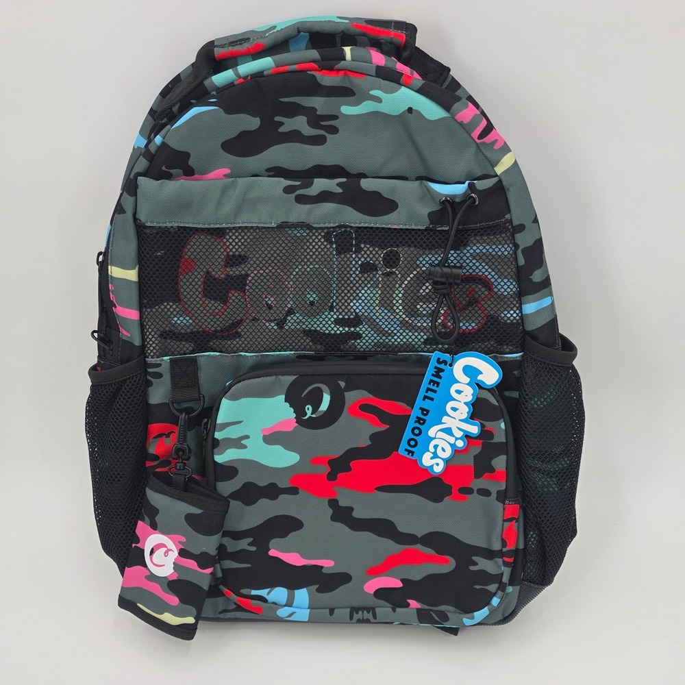 COOKIES ESCOBAR SMELL PROOF BACKPACK CAMO GREEN BAG ODOR PROOF MUTLI POCKET NEW!